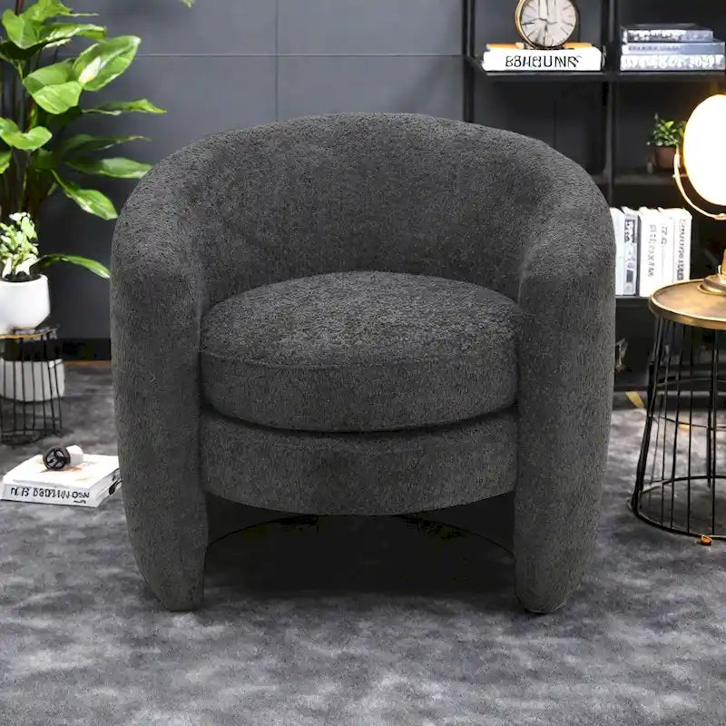 Fauteuil d'appoint en bouclette avec dossier incurvé, assise moelleuse et aucun assemblage requis