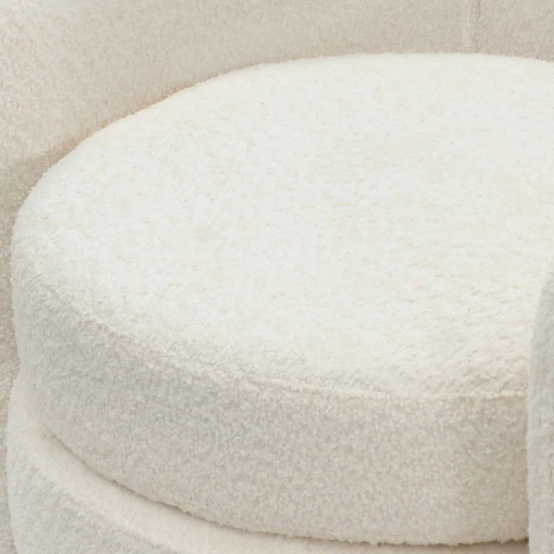 Fauteuil d'appoint en bouclette avec dossier incurvé, assise moelleuse et aucun assemblage requis