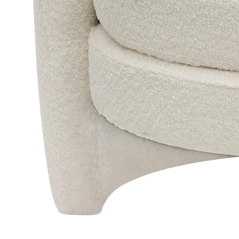 Fauteuil d'appoint en bouclette avec dossier incurvé, assise moelleuse et aucun assemblage requis