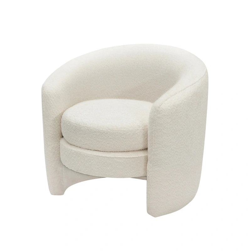 Fauteuil d'appoint en bouclette avec dossier incurvé, assise moelleuse et aucun assemblage requis