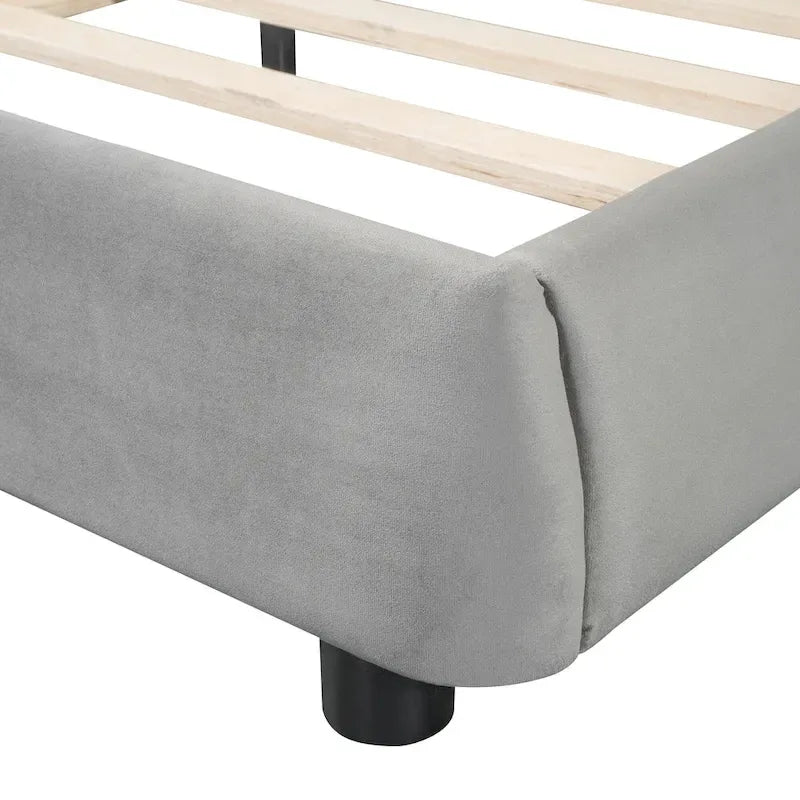 Queen Velvet Upholstered Bed with Adjustable Back