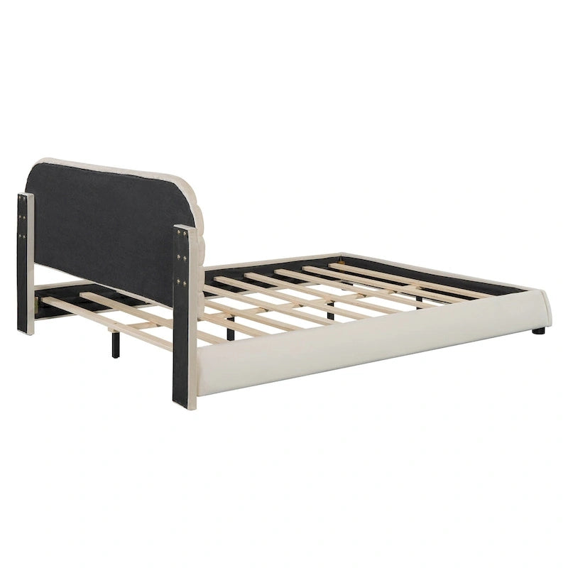 Queen Velvet Upholstered Bed with Adjustable Back
