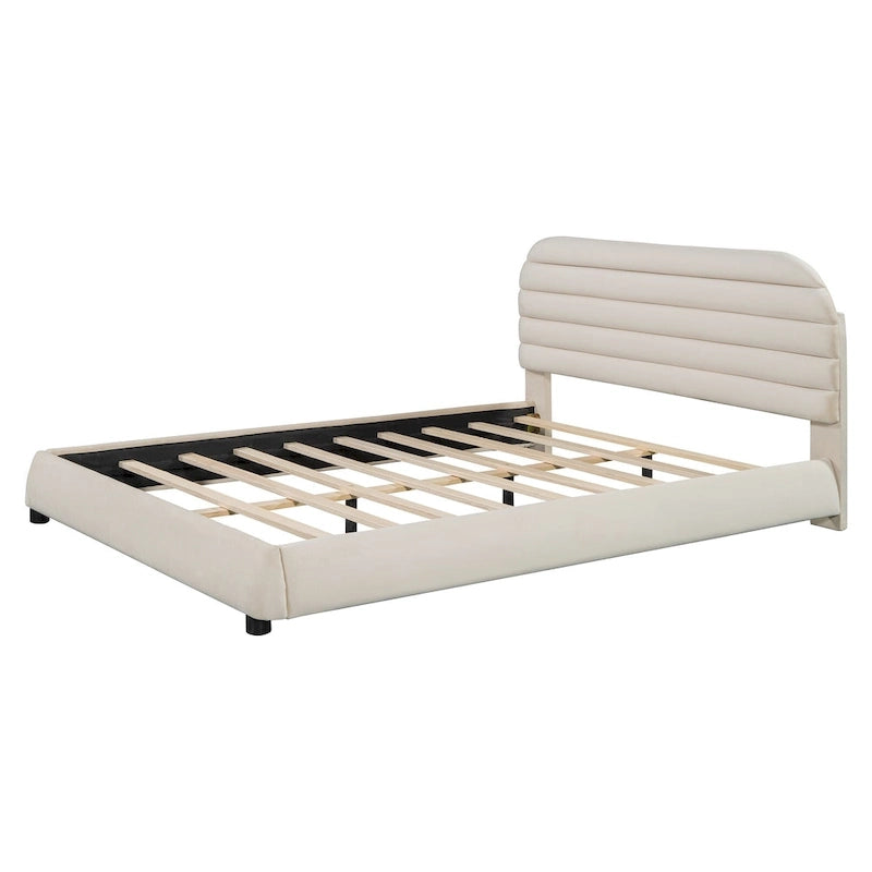 Queen Velvet Upholstered Bed with Adjustable Back
