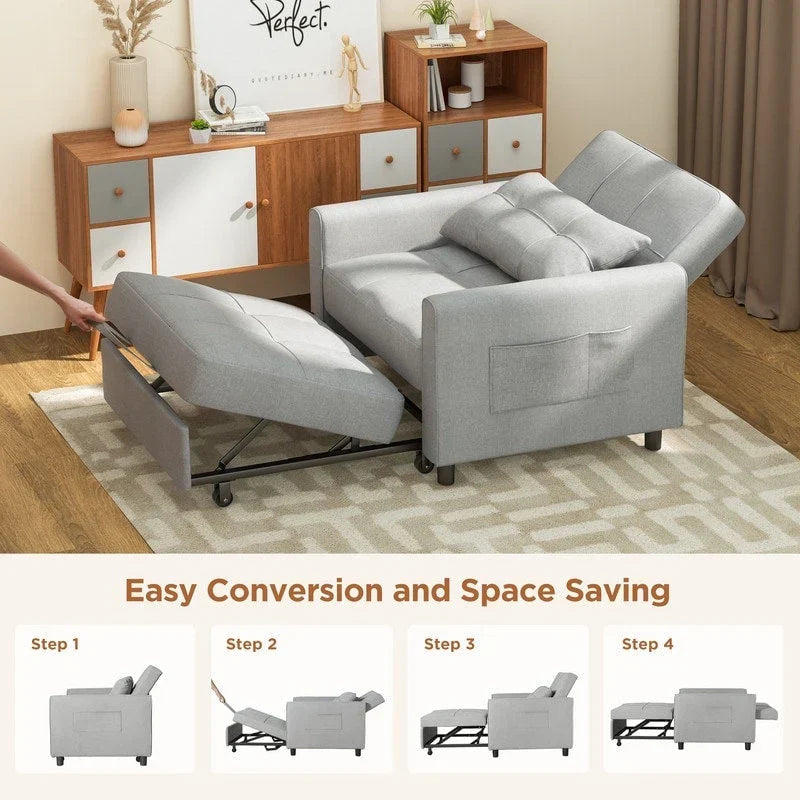 Sofá-cama ajustável 3 em 1, sofá-cadeira extraível, cama dobrável convertível para a sala de estar