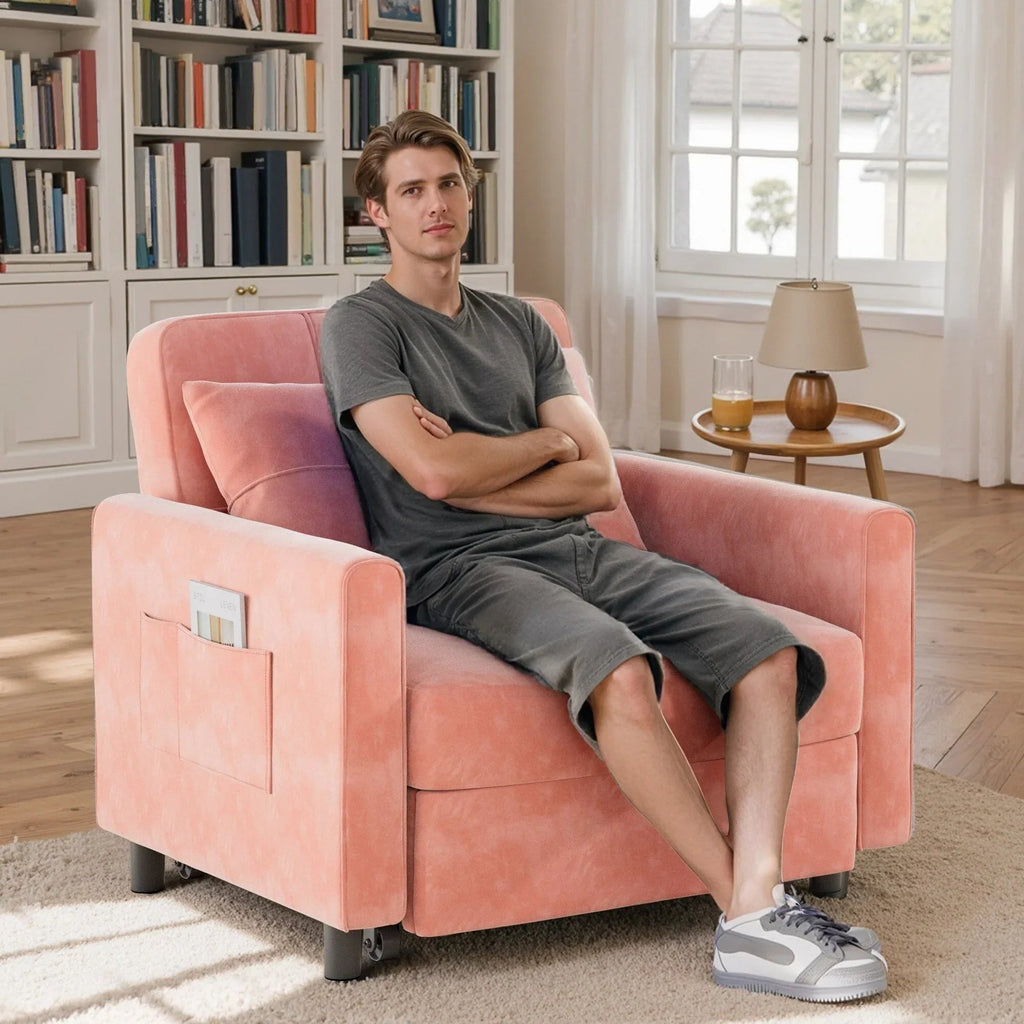 Sofá-cama ajustável 3 em 1, sofá-cadeira extraível, cama dobrável convertível para a sala de estar