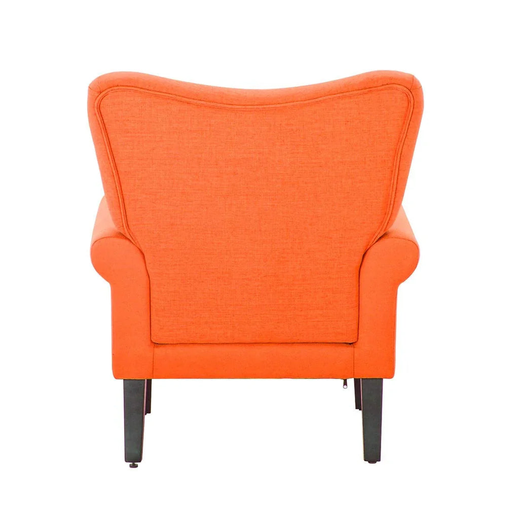 Fauteuil d’appoint moderne Erommy, fauteuil à dossier haut, canapé une place en tissu rembourré avec boutons et pieds en bois pour le salon