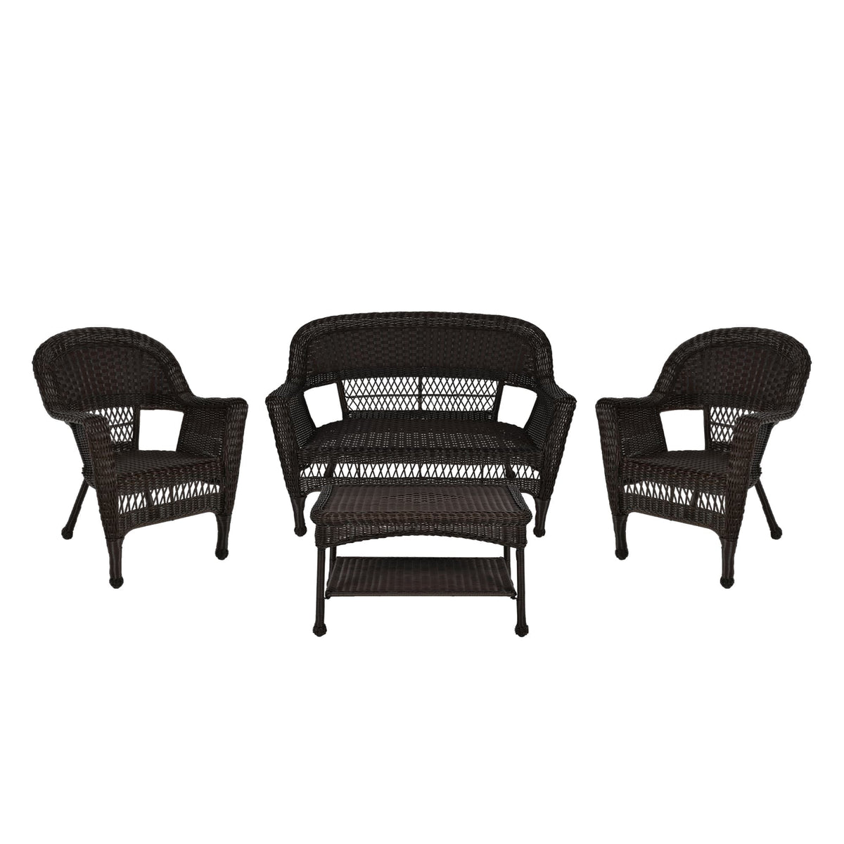 Set da conversazione da patio in vimini, 4 pezzi