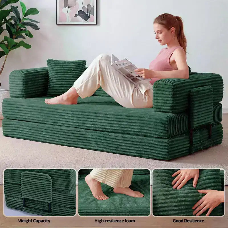 80.7 5-in-1 Divano letto trasformabile ??a coste, 1200 lbs, senza montaggio
