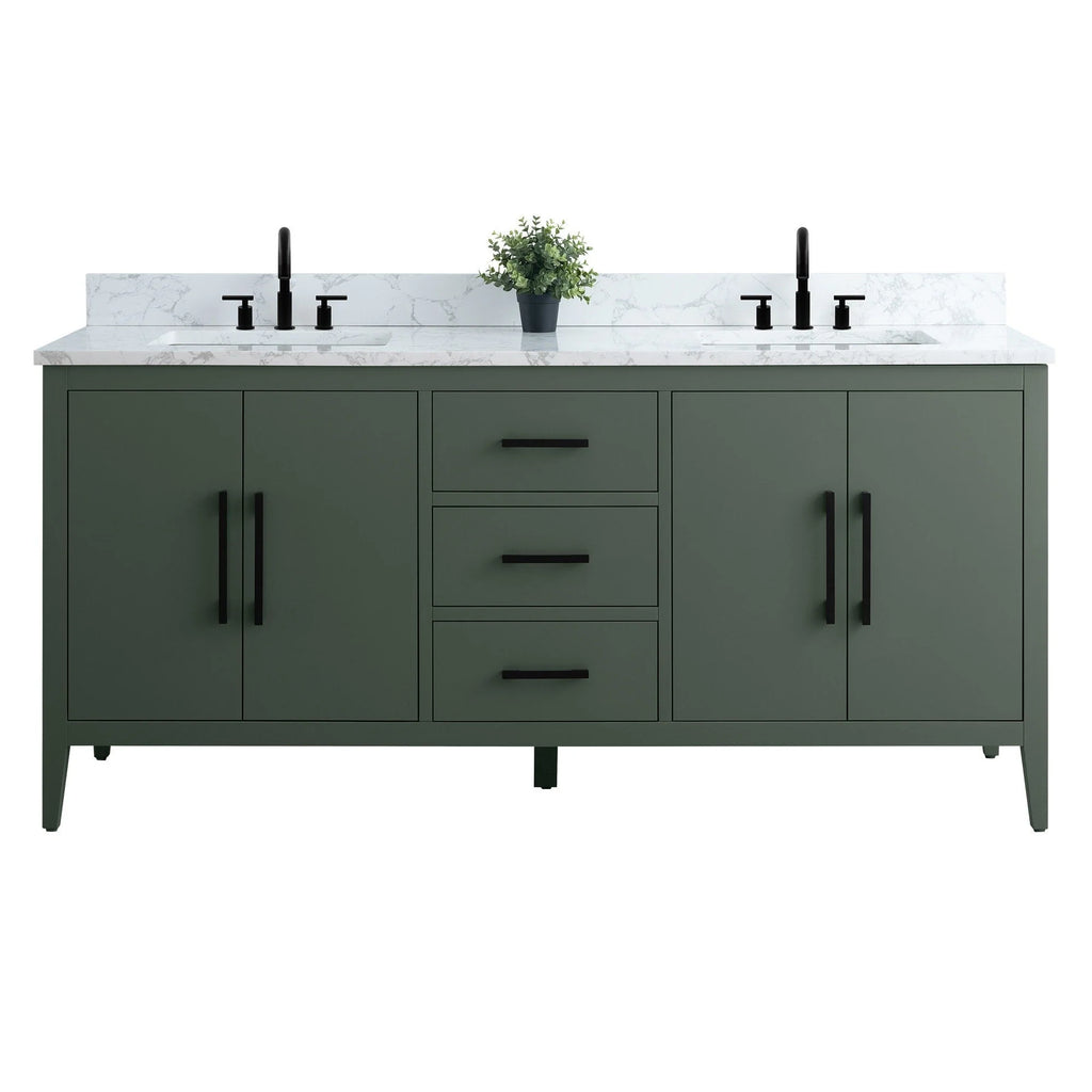Mobile bagno Vanity Art 72 con doppio lavabo e piano in marmo composito