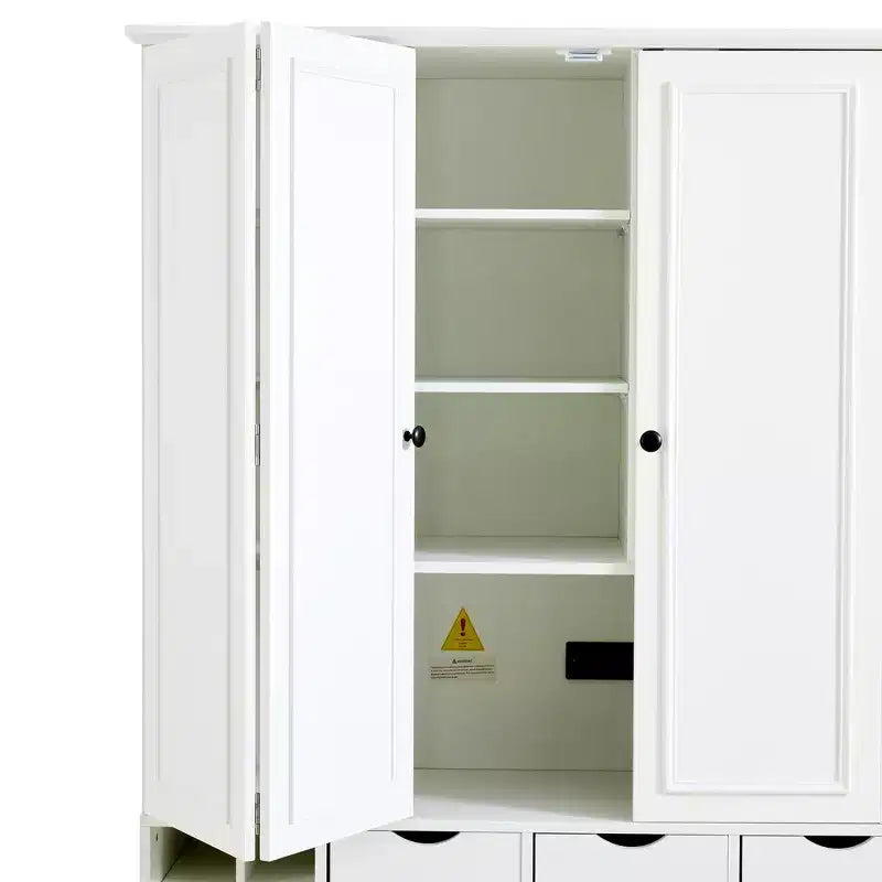 Despensa de cozinha independente Whisen, com 71' de altura, armário grande de arrumação para sala de jantar, aparador com 4 portas rebatíveis, prateleiras e suportes para garrafas de vinho