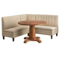 Conjunto de jantar banquette Kerrington de 4 peças Lifestorey, com encosto canelado, nogueira/creme: tecido com aspeto de linho, mesa com pé central