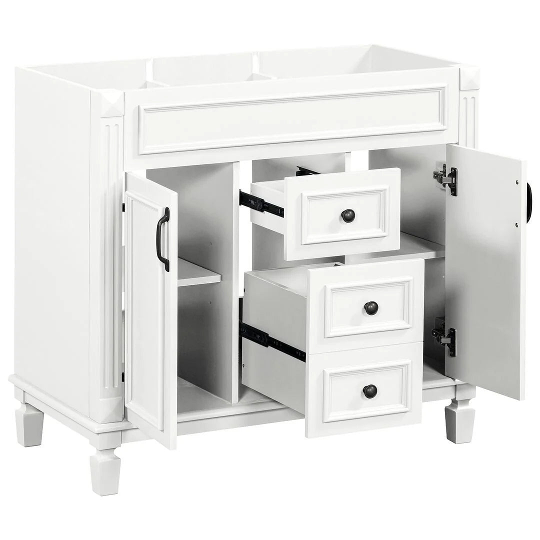 Moderne badkamermeubelset van 36 inch met wastafelblad, spiegelkast, 2 deuren en 2 laden