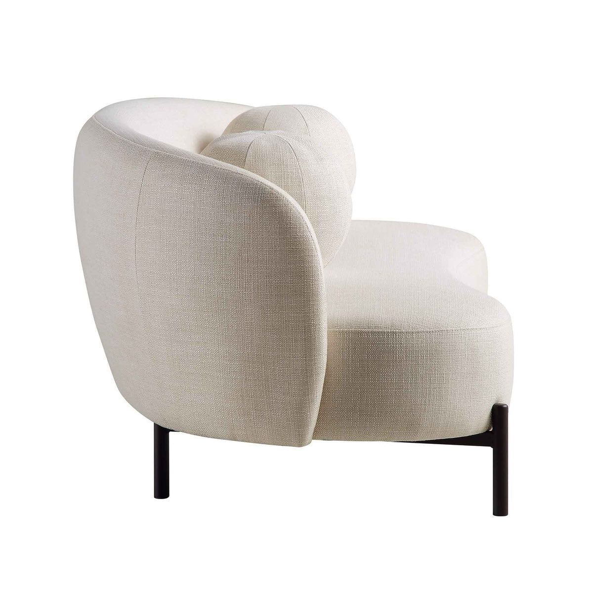 Canapé incurvé 3 places avec coussins ronds, mélange de lin beige