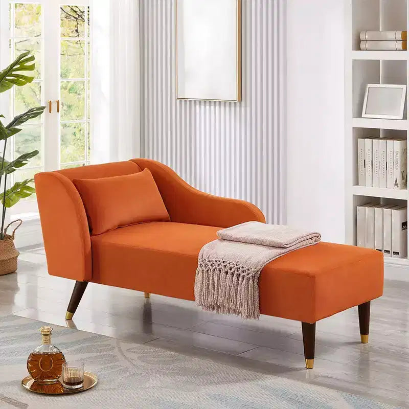 Moderner Samt-Chaiselongue-Sessel, gepolsterter Relaxsessel mit geschwungener Armlehne, Schlafsofa für Schlafzimmer, Büro oder Wohnzimmer
