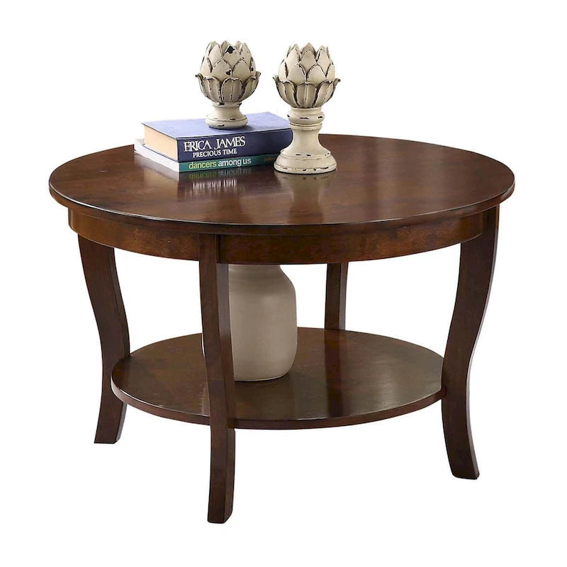 Convenience Concepts American Heritage Round Coffee Table with Shelf