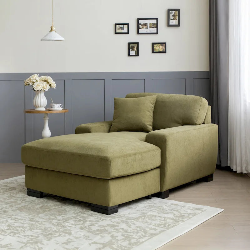 Sofá-cama moderno de meados do século, extragrande, com chaise longue e almofada