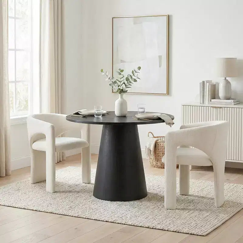 Ensemble de petite table à manger pour 2 personnes, chaises rembourrées beiges, table ronde à piètement central, mobilier de cuisine moderne et compact-Panipeachy