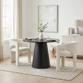 Ensemble de petite table à manger pour 2 personnes, chaises rembourrées beiges, table ronde à piètement central, mobilier de cuisine moderne et compact-Panipeachy