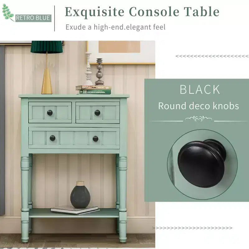 Mesa de consola estreita de 23.7 pol. com 3 gavetas e prateleira, mesa de sofá para entradas ou salas de estar pequenas