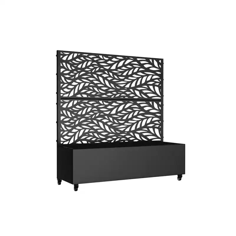 MAYEERTY truhlík s mříží, železný, černý, lamelový, klasický Helen Street 01, kombinovaný styl, 72x47x16in, třídílná sada