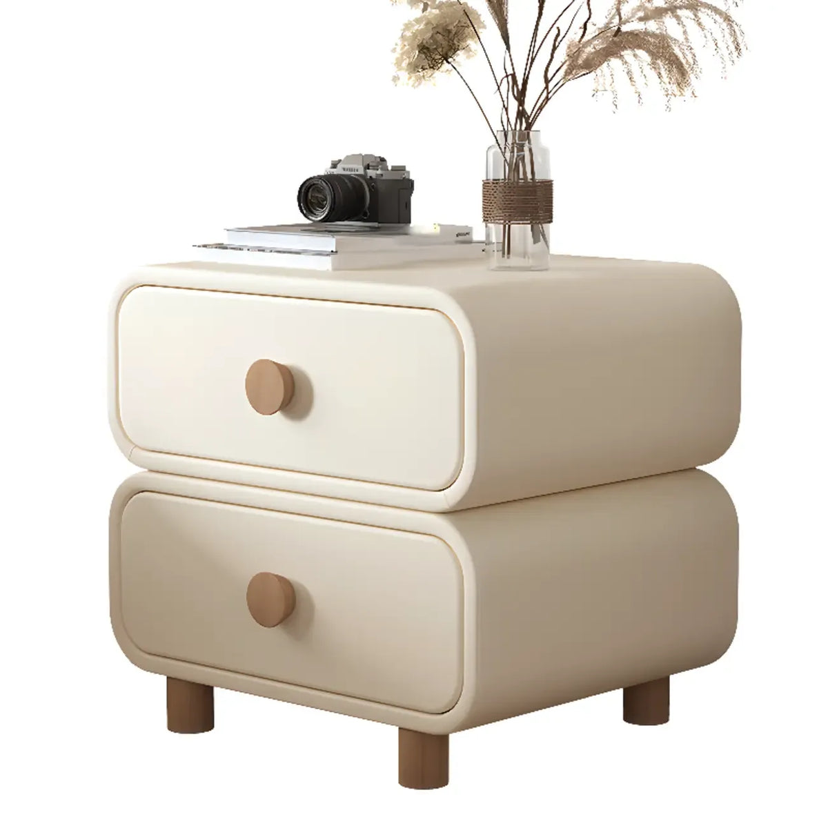 Mesa de cabeceira escandinava Pleather com acabamento em pele sintética