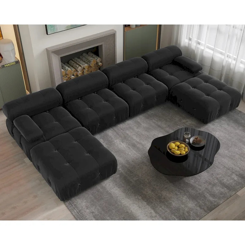 Canapé modulaire convertible 138, canapés en velours minimalistes en U