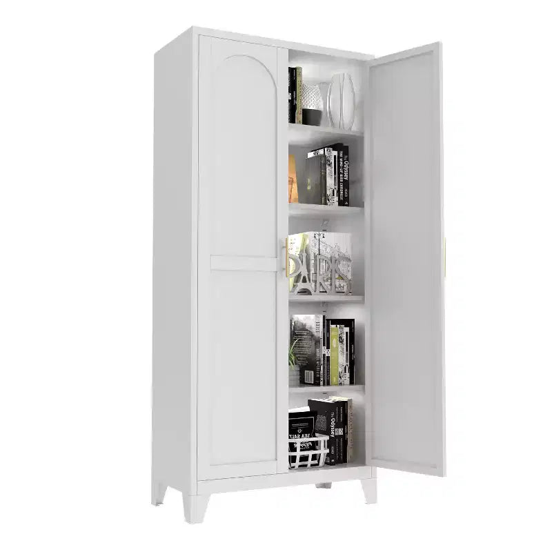Armário de arrumação Homy Casa com 4 portas, painéis de cana e prateleiras ajustáveis para sala de estar, sala de jantar ou entrada, preto e natural