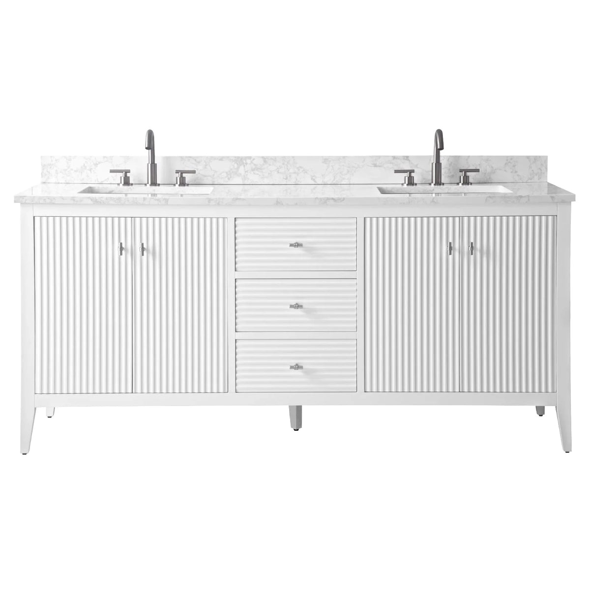 Mobile bagno Vanity Art 72 con doppio lavabo e piano in marmo composito