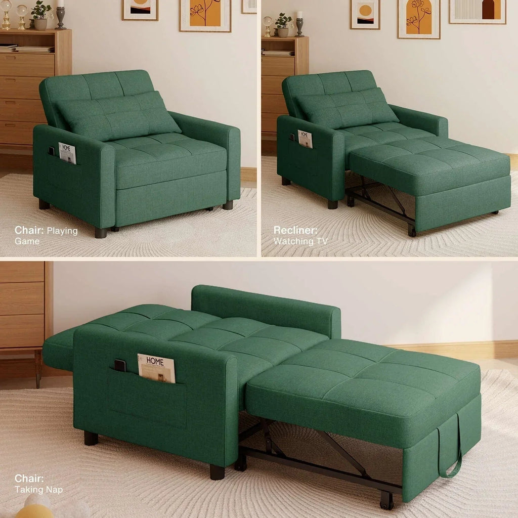 Sofá-cama ajustável 3 em 1, sofá-cadeira extraível, cama dobrável convertível para a sala de estar