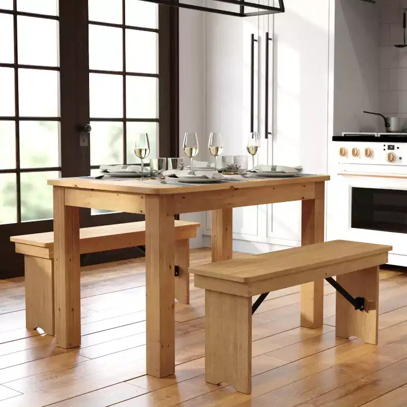 Tavolo da pranzo rettangolare in pino massello Flash Furniture, 46 x 30