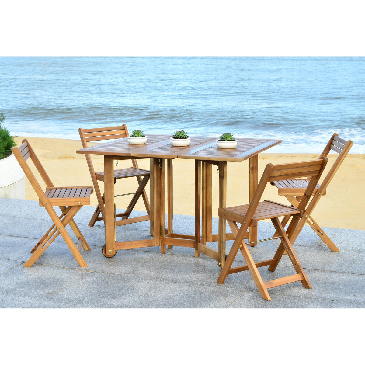 Conjunto de mesa de jantar exterior SAFAVIEH Brandy com 5 peças - 43Wx35Dx29H