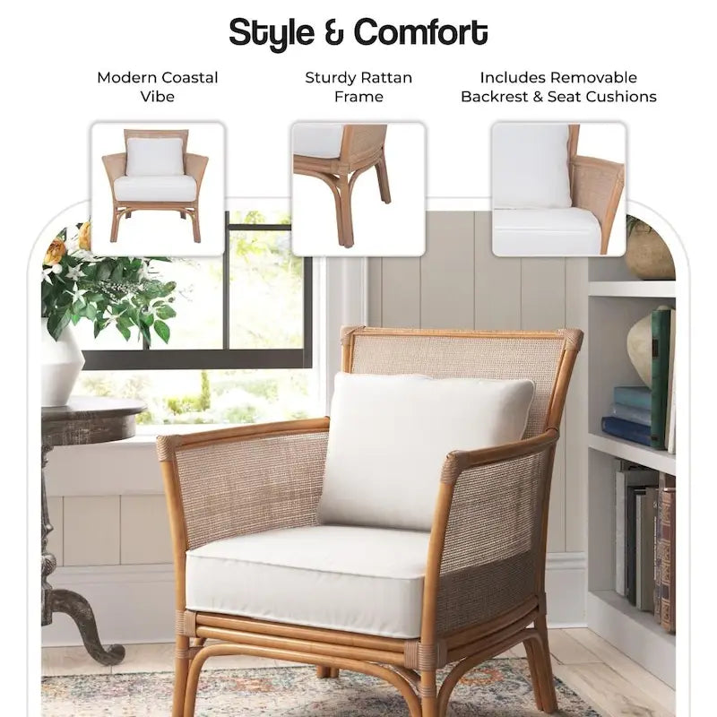 Fauteuil d’appoint Tatum en rotin