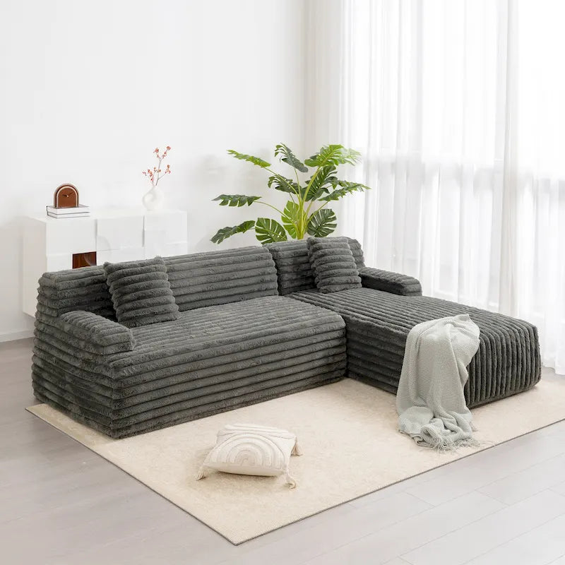 Sofá seccional Cloud, sofá moderno estofado com 2 almofadas decorativas, sofá de combinação livre, sofá seccional modular em forma de L