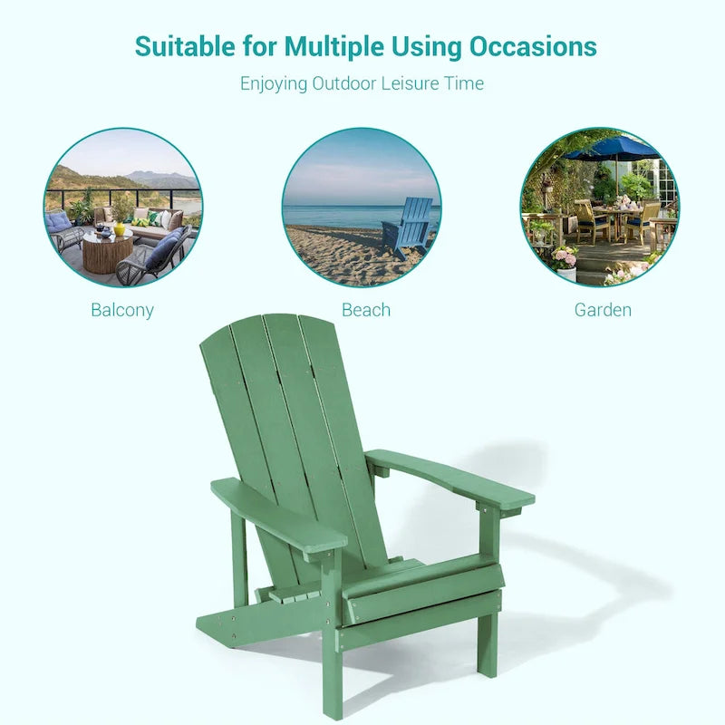 Conjunto de 4 cadeiras Adirondack de exterior em madeira resistente às intempéries Bonosuki