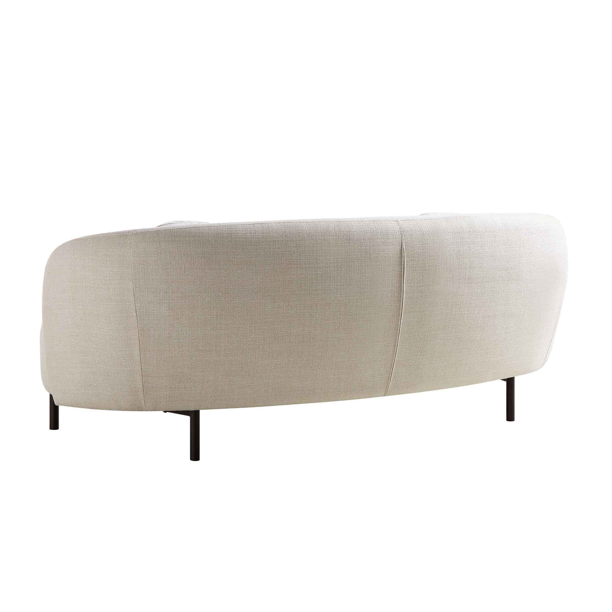 Canapé incurvé 3 places avec coussins ronds, mélange de lin beige