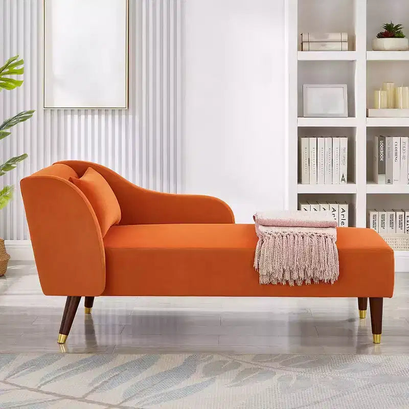 Moderner Samt-Chaiselongue-Sessel, gepolsterter Relaxsessel mit geschwungener Armlehne, Schlafsofa für Schlafzimmer, Büro oder Wohnzimmer