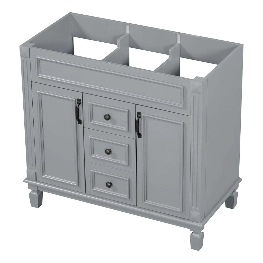 Moderne badkamermeubelset van 36 inch met wastafelblad, spiegelkast, 2 deuren en 2 laden