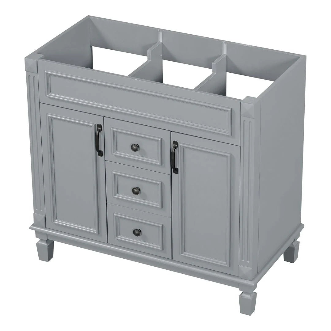 Moderne badkamermeubelset van 36 inch met wastafelblad, spiegelkast, 2 deuren en 2 laden