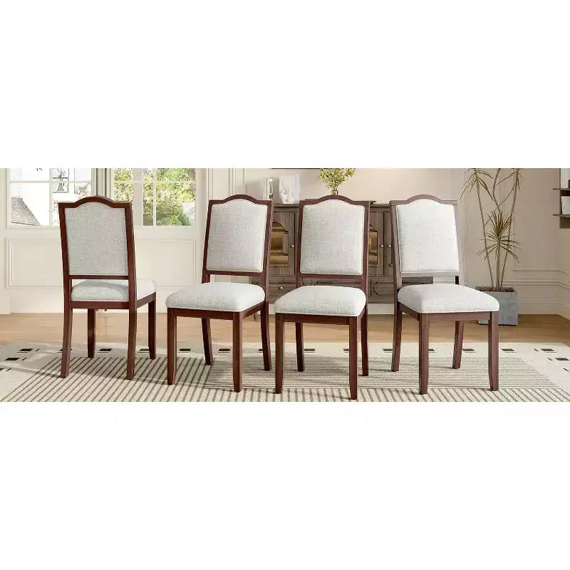 Ensemble de 4 chaises de salle à manger de style maison de campagne, à dossier haut et assise rembourrée