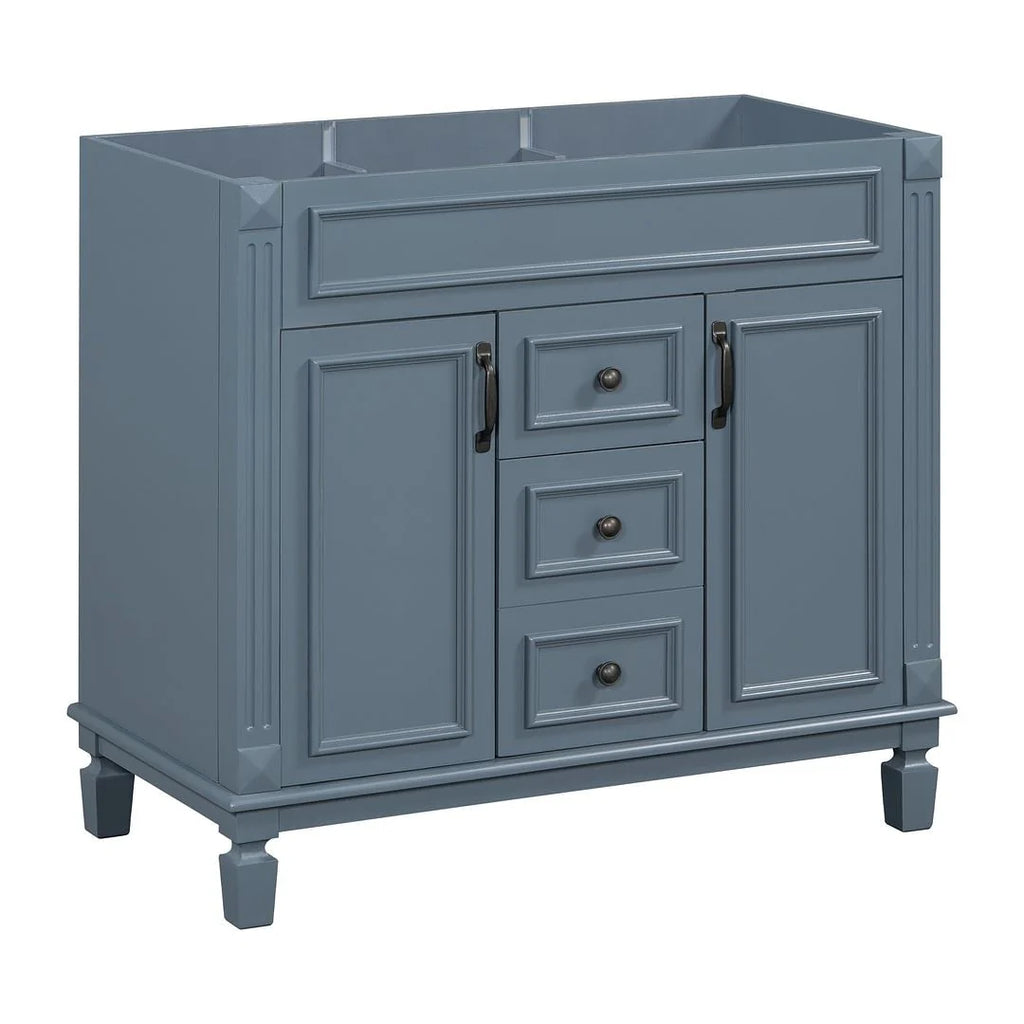Moderne badkamermeubelset van 36 inch met wastafelblad, spiegelkast, 2 deuren en 2 laden
