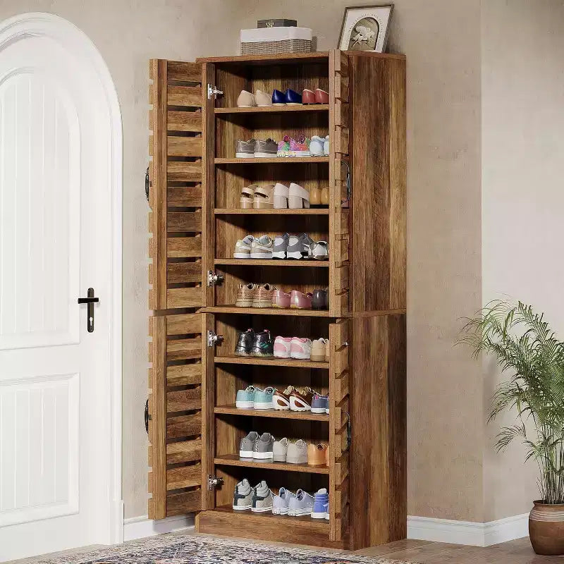 Sapateira alta Lantine de 70.8 com portas de persiana, armário vertical para arrumação de calçado com 9 níveis e espaço para 27 pares