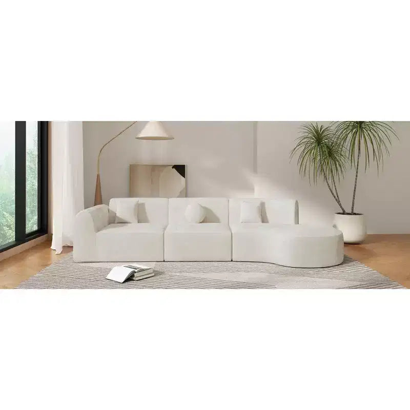 140-Zoll-modernes gebogenes Ecksofa mit Chaiselongue, 3-teiliges Set, für das Wohnzimmer