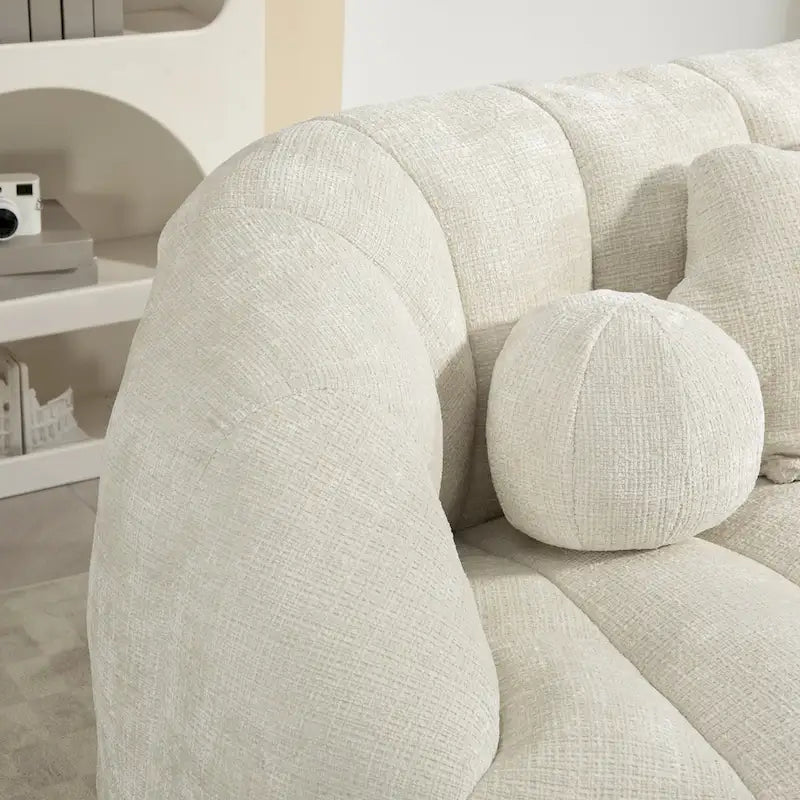 Witte chenille loungefauteuil van 63,78 met schuim met hoge dichtheid