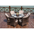 7 Pieces Outdoor Rattan Wicker Patio Round Dining Set with Cushions by Moda Furnishings