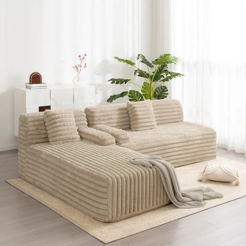 Sofá seccional Cloud, sofá moderno estofado com 2 almofadas decorativas, sofá de combinação livre, sofá seccional modular em forma de L