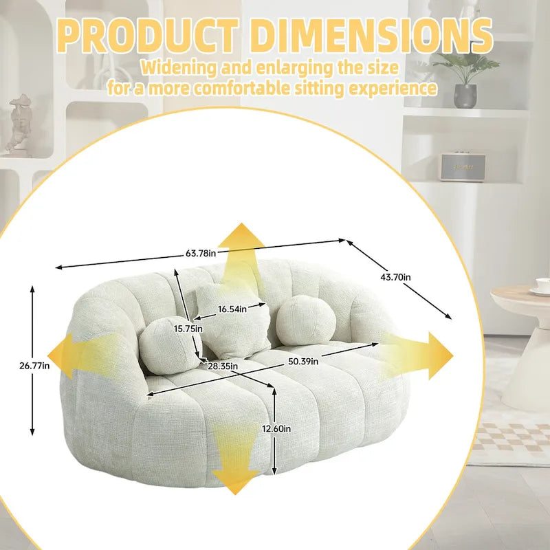 Witte chenille loungefauteuil van 63,78 met schuim met hoge dichtheid