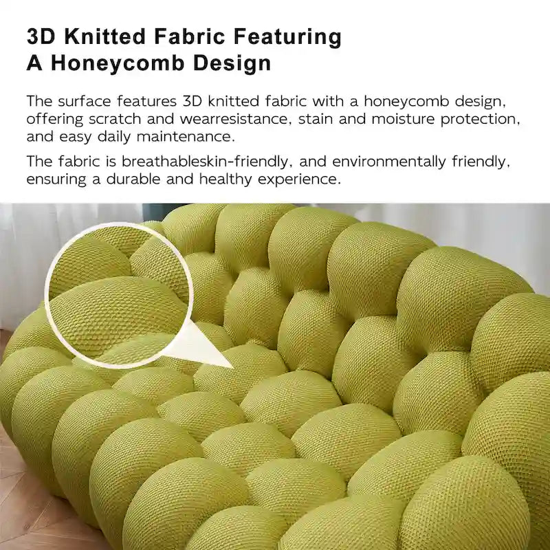 Sofá relax curvo Bubble de 2 lugares, em forma de favo de mel, com tecido têxtil 3D, para sala de estar, salão ou apartamento
