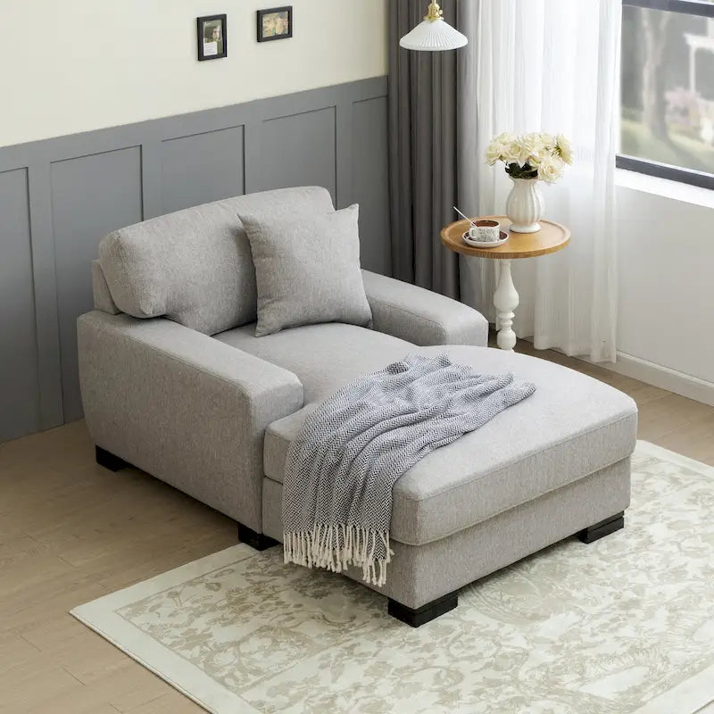 Sofá-cama moderno de meados do século, extragrande, com chaise longue e almofada