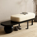 Panca corta moderna in legno con imbottitura beige