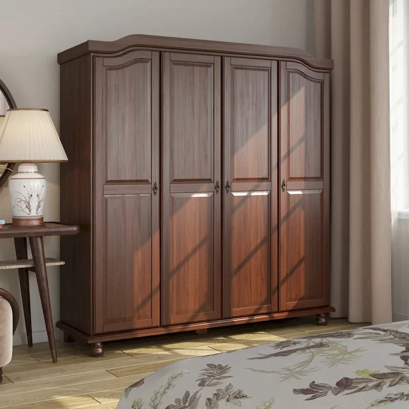 Guarda-roupa de 4 portas Kyle da Palace Imports, 100% em madeira maciça, com portas de madeira maciça ou espelhadas